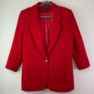 Giorgio Saint Angelo Vintage Red Oversized Blazer 8 Wool Single Breasted Pockets